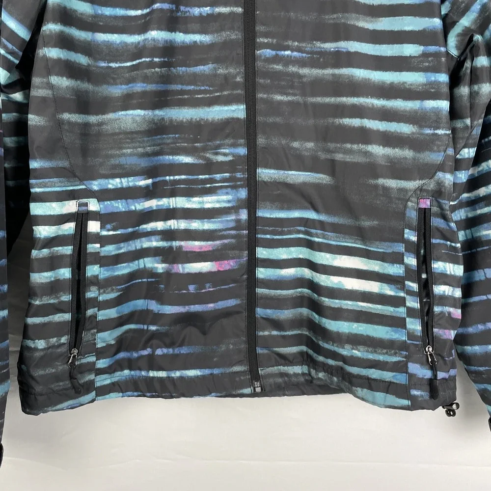 New Balance Rain Jacket Women's Size Large‎ Striped Hooded Full Zip